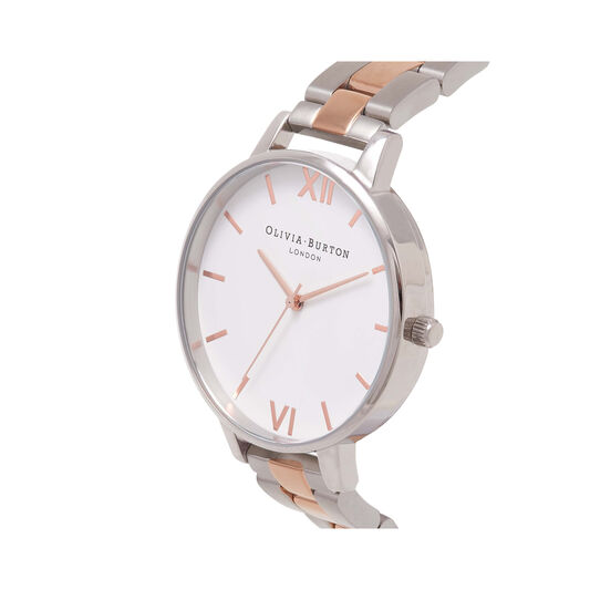 White Dial Bracelet Silver & Rose Gold Watch