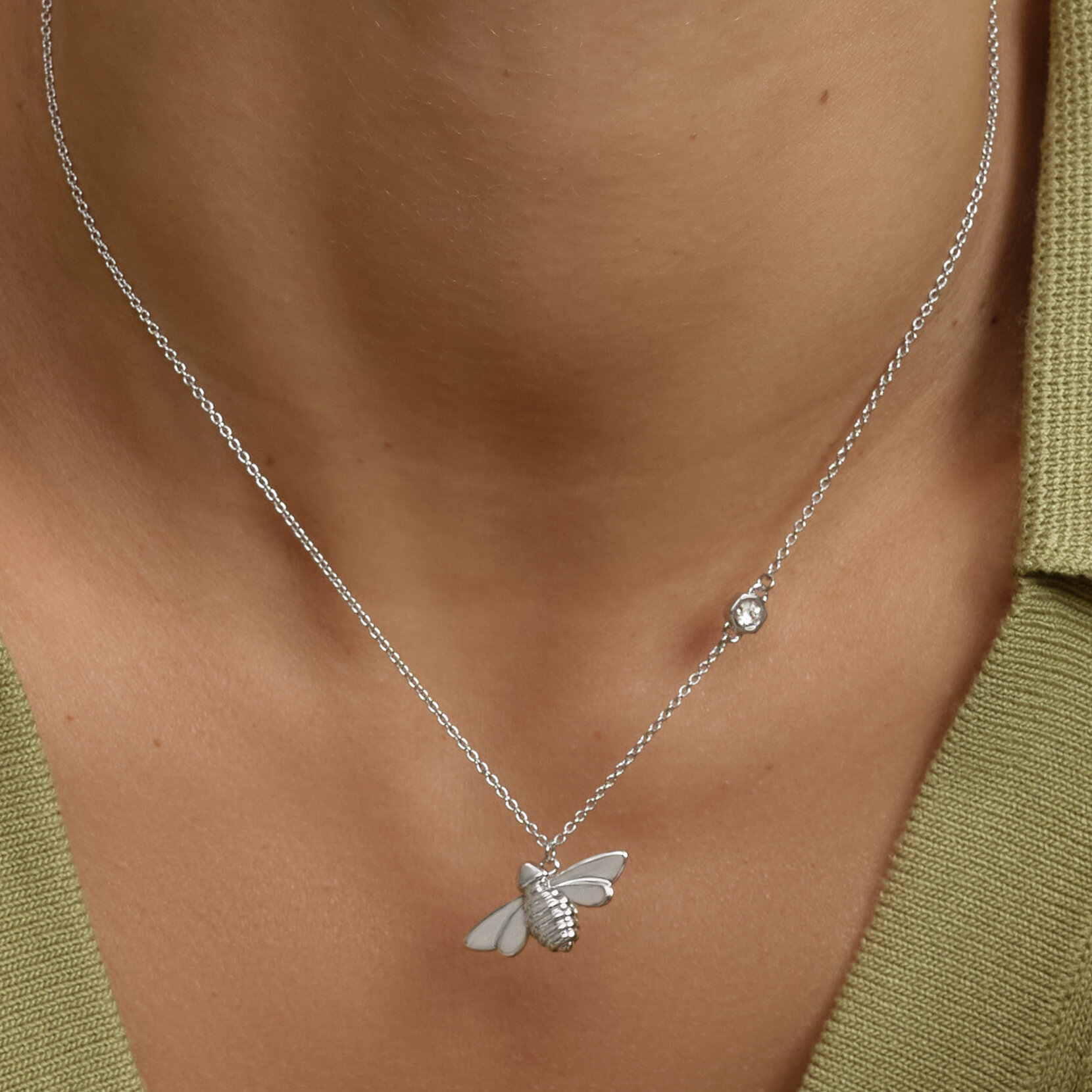 Collier Honey Bee Argent