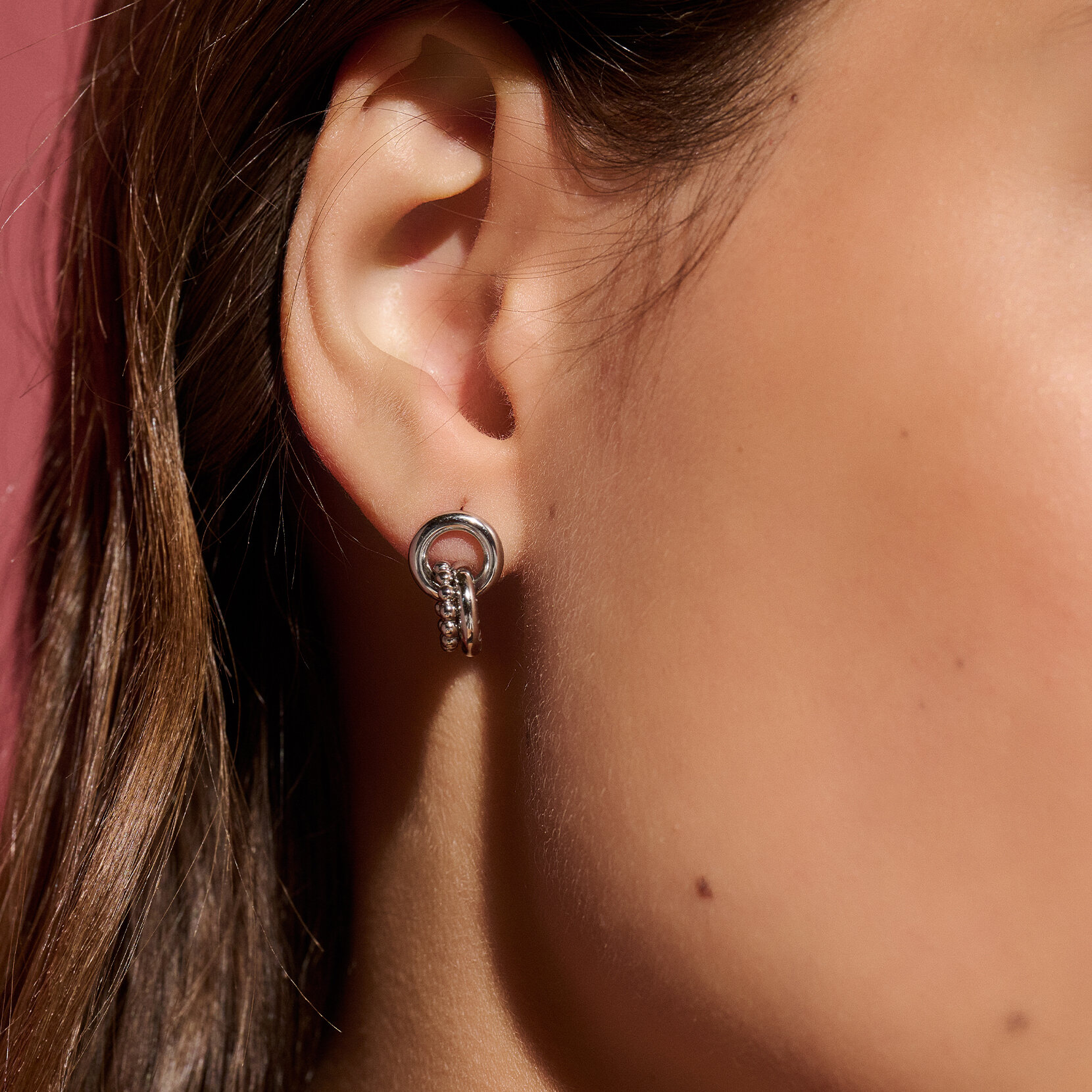 Boucles d’oreilles Vintage à anneaux entrelacés Argent