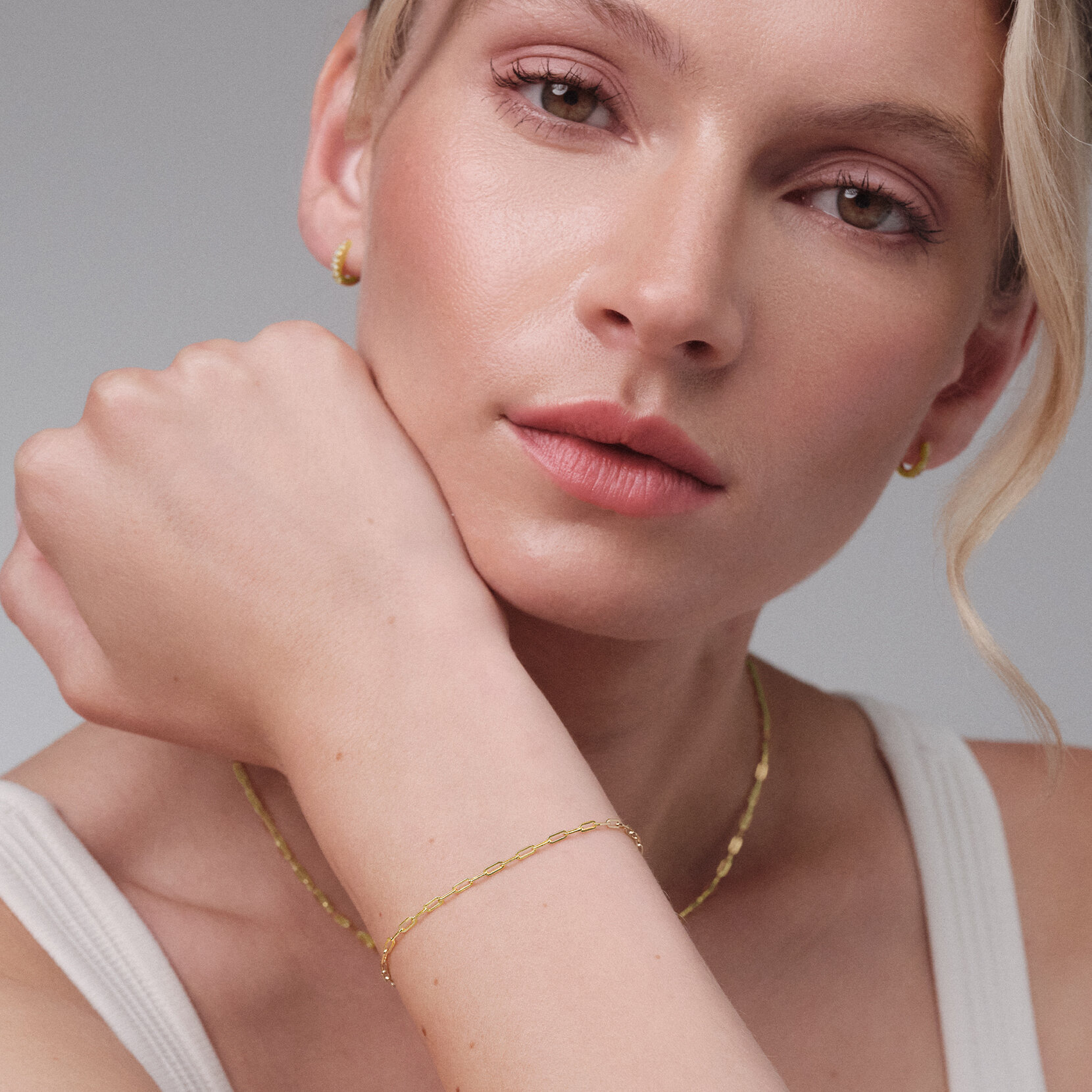 Mini Paperclip Gold Plated Chain Bracelet