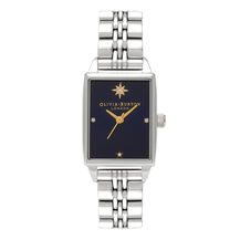 Rectangular Blue & Silver Bracelet Watch