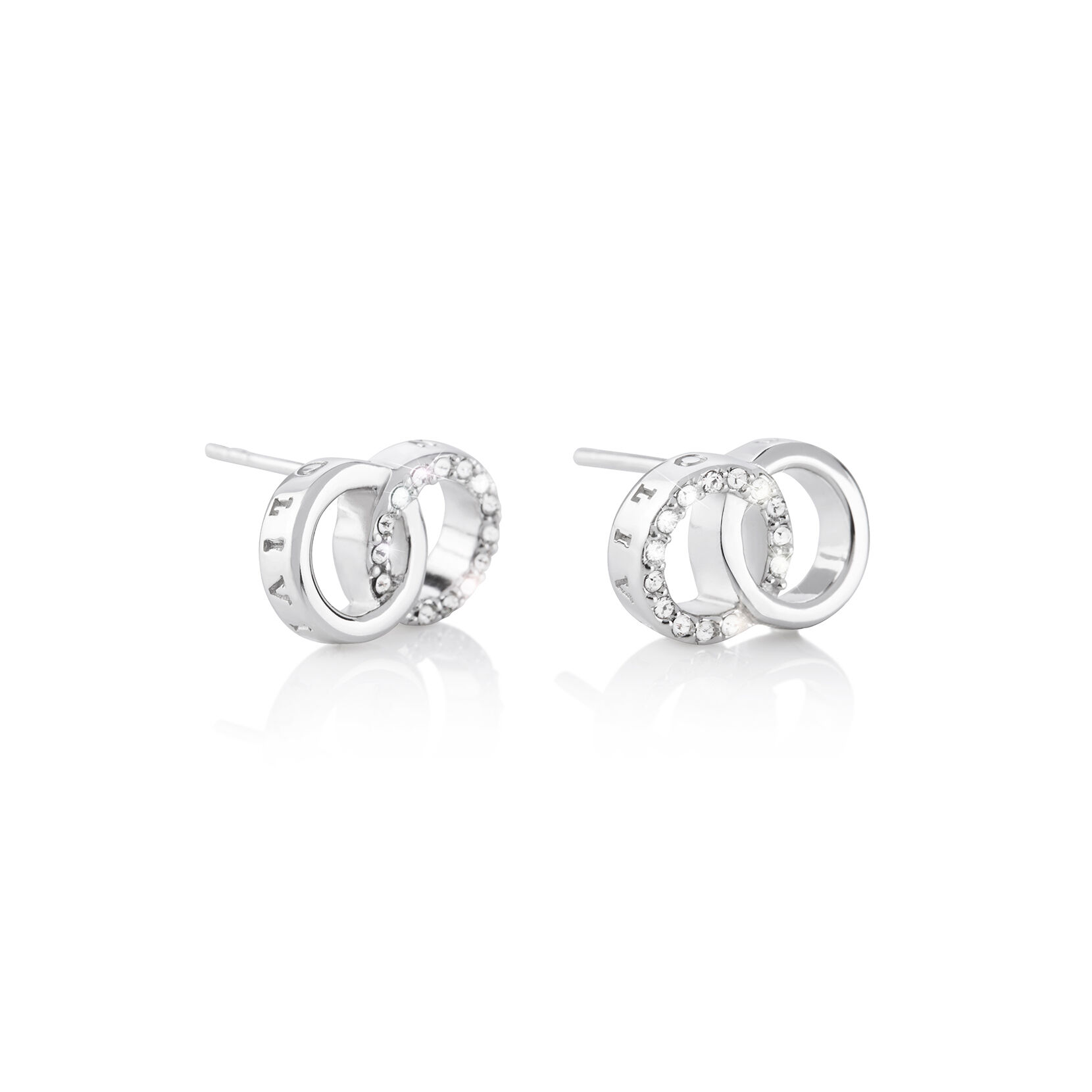 Bejeweled Classics Silver Interlink Stud Earrings