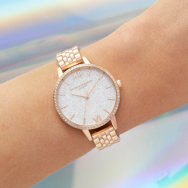 34mm White & Rose Gold Bracelet Watch