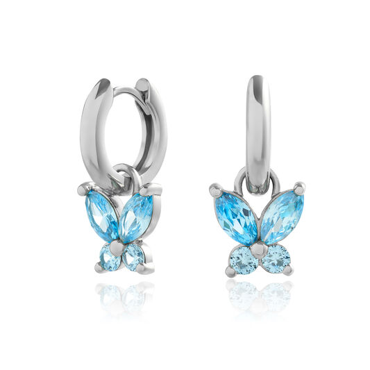 Sparkle Butterfly Silver Marquise Earrings