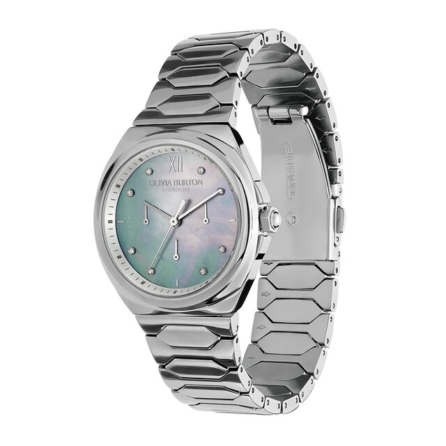 36mm Lustre Multi-Function Light Grey & Silver Bracelet Watch
