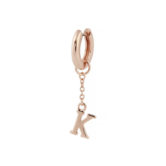 K Huggie Charm Rose Gold