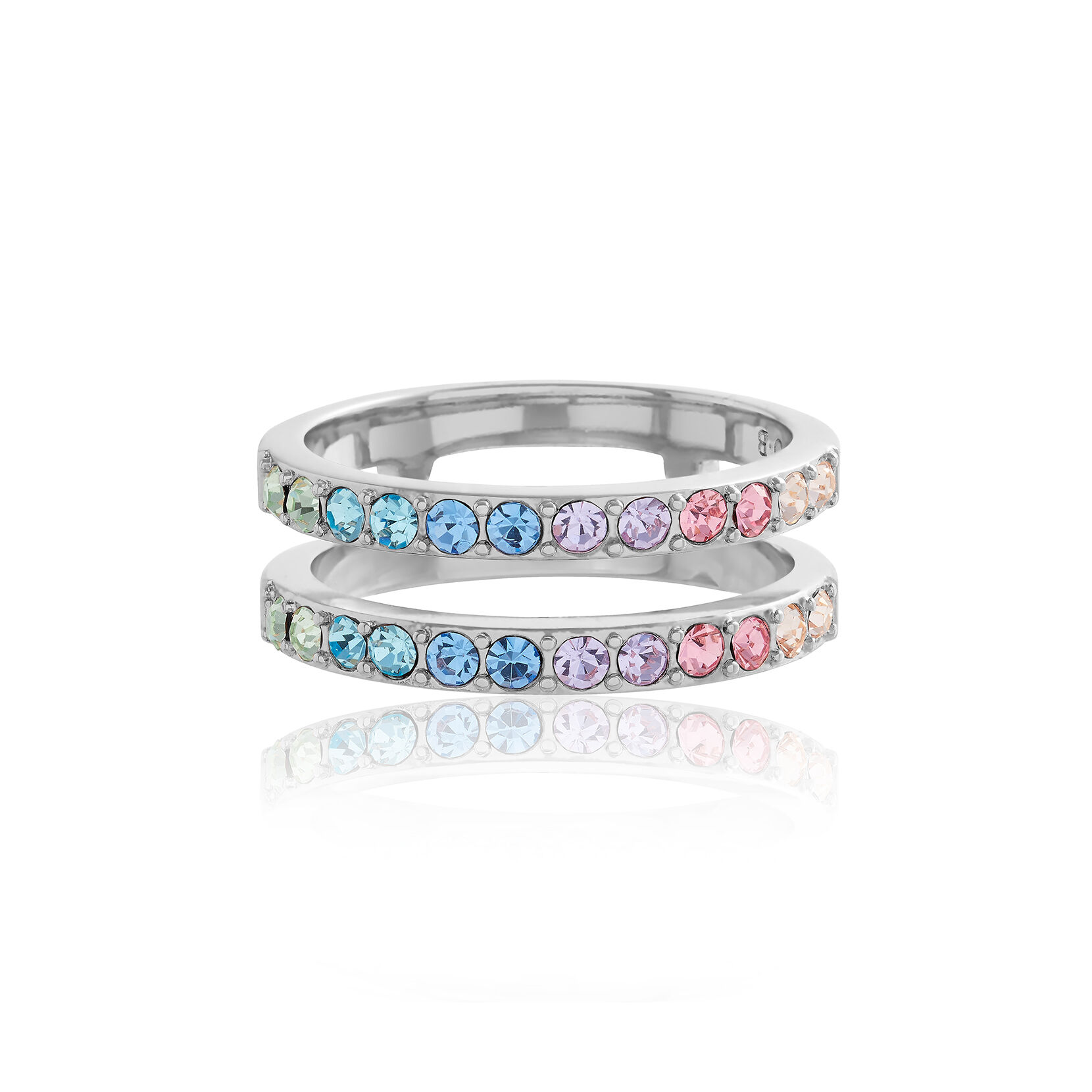 Rainbow Double Band Ring Silver (M)