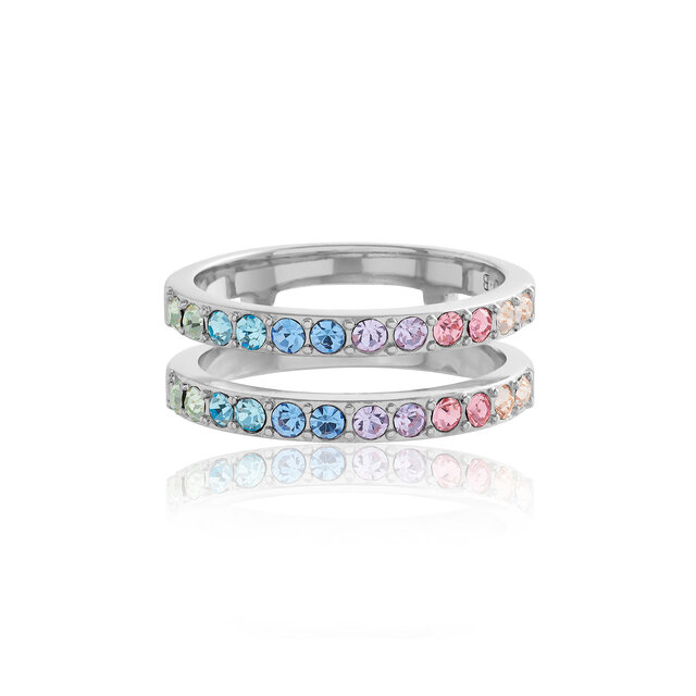 Silver Rainbow Double Band Ring M