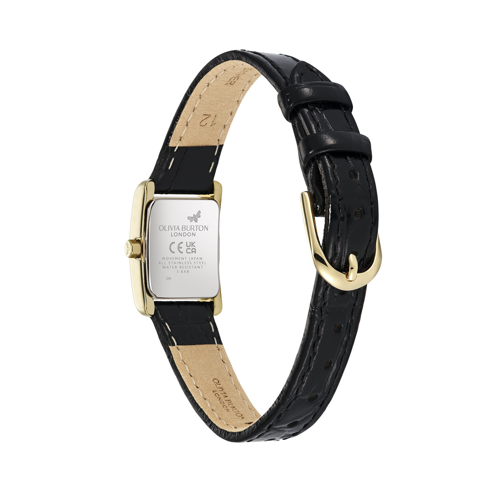 Classic 16mm Mini Grove Gold & Black Croc Leather Strap Watch