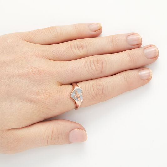 Love Bug Signet Ring Grey & Rose Gold L