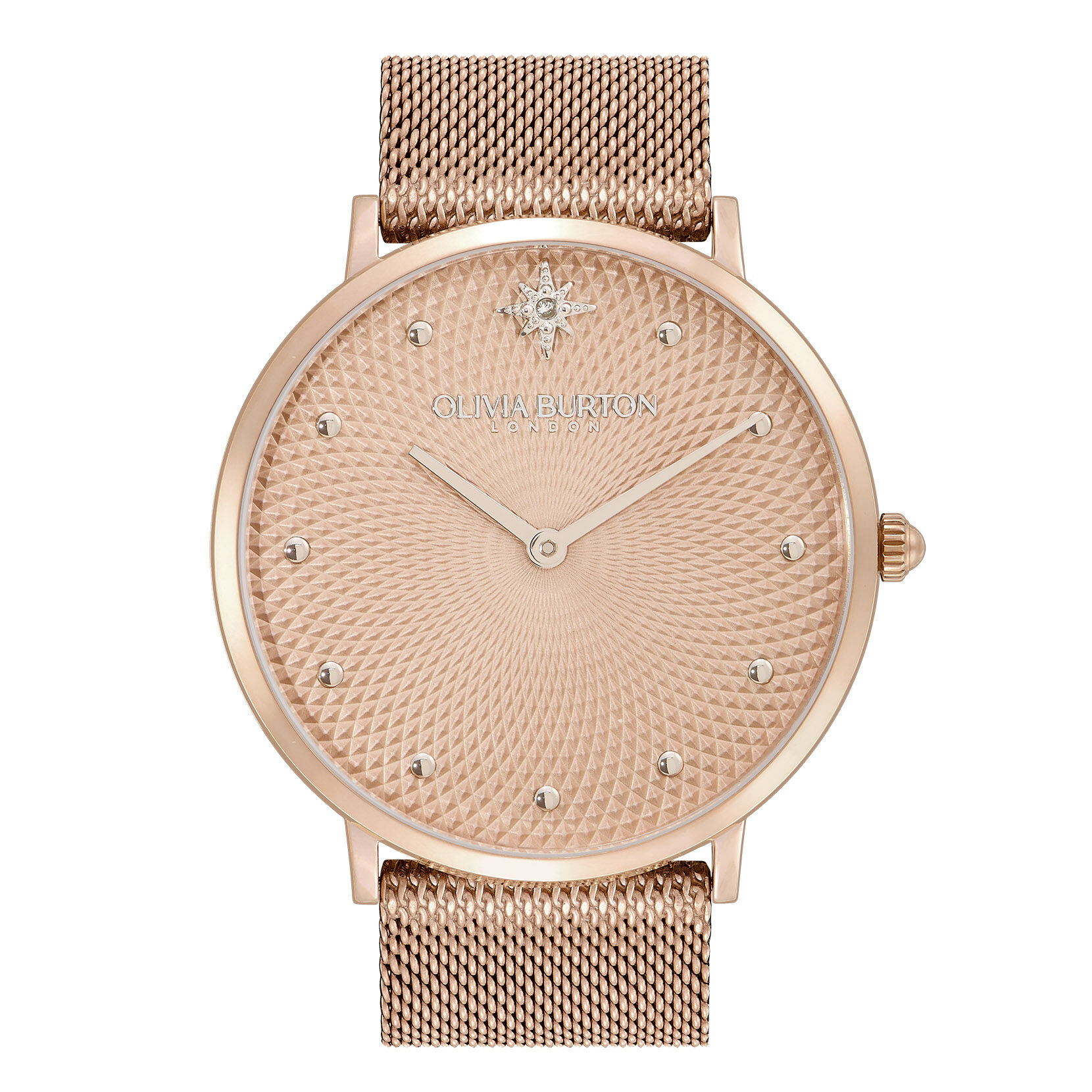 Celestial 40mm Ultra Slim Silver Carnation Gold Mesh Watch Olivia Burton London