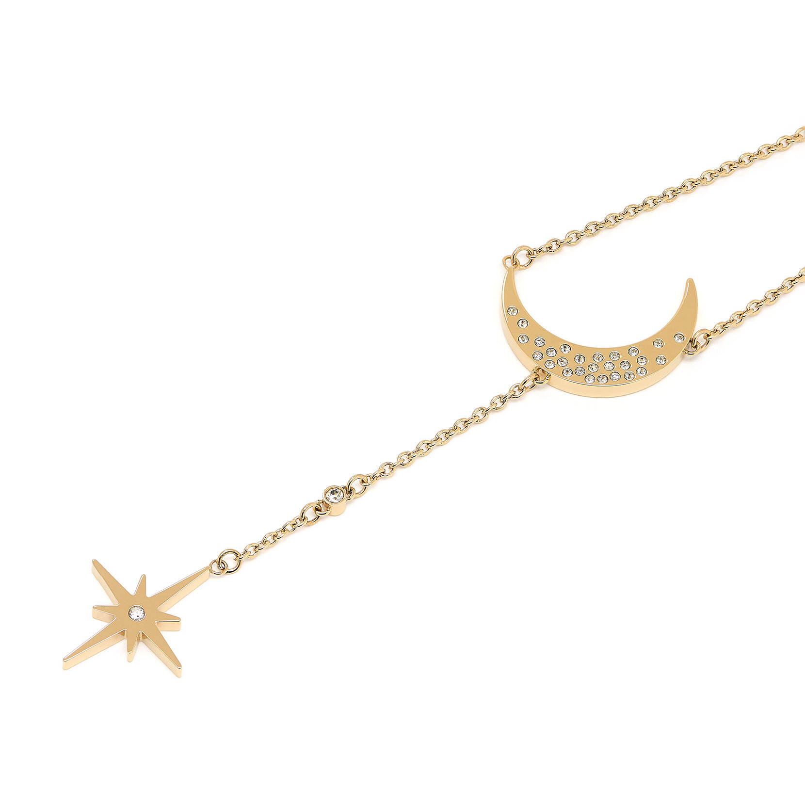 North Star & Moon Gold Necklace