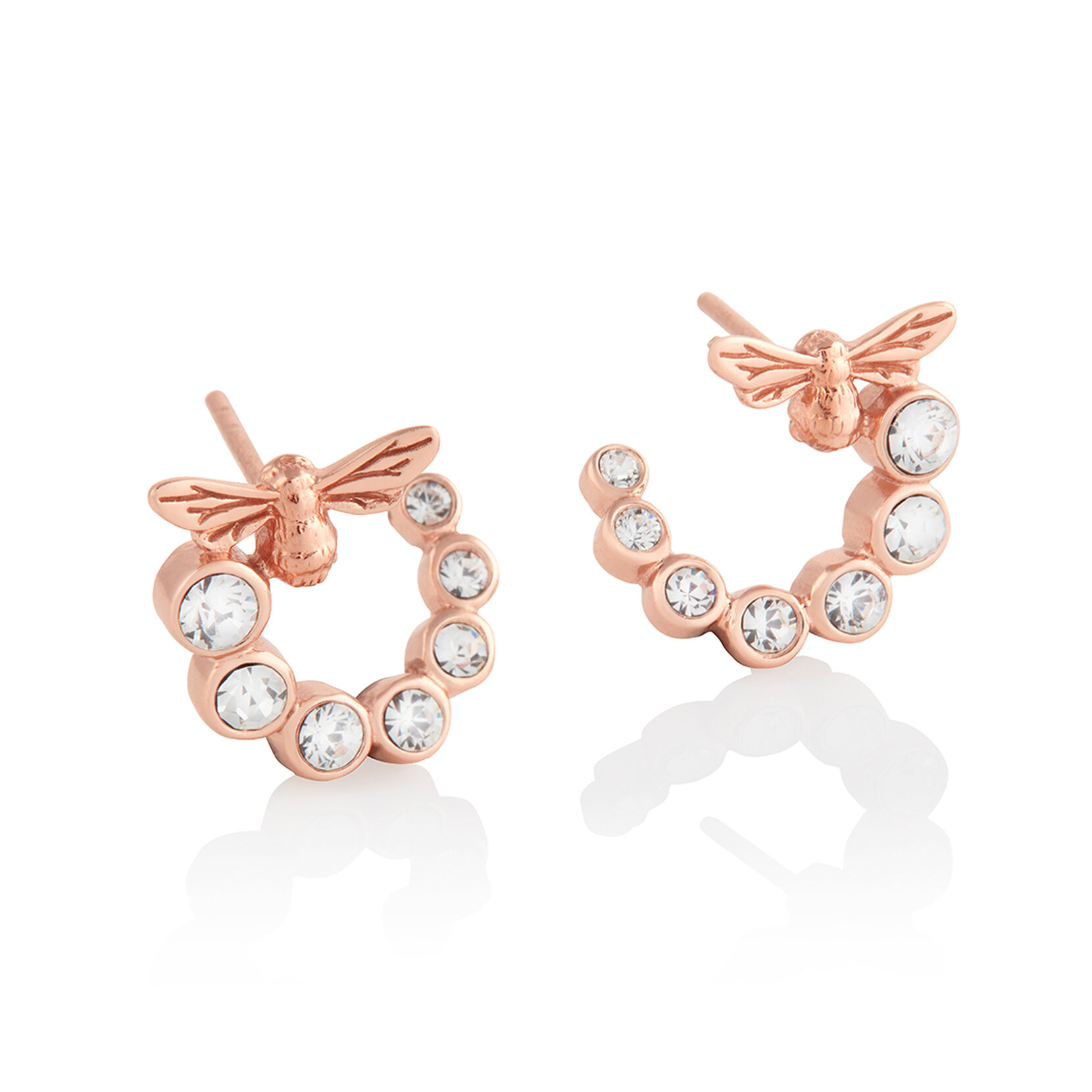 Créoles torsadées Bejewelled Lucky Bee or rose