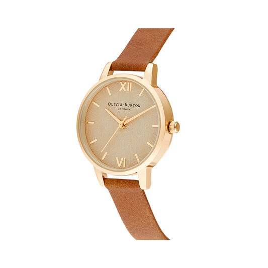 Woven Dial Tan & Gold Watch