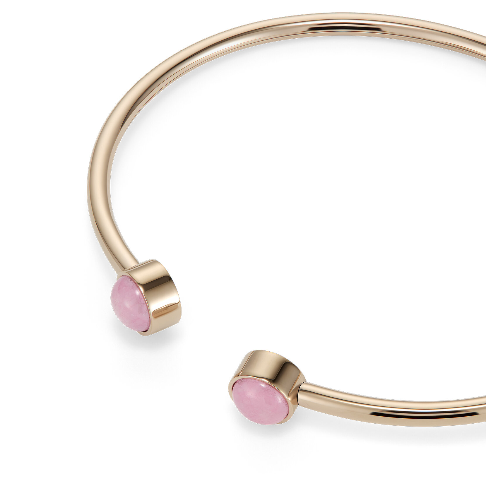 Rose Quartz Cabochon Rose Gold Plated Gemstone Bangle