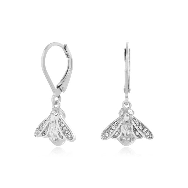 Crochets d’oreilles Glitter Bee argent