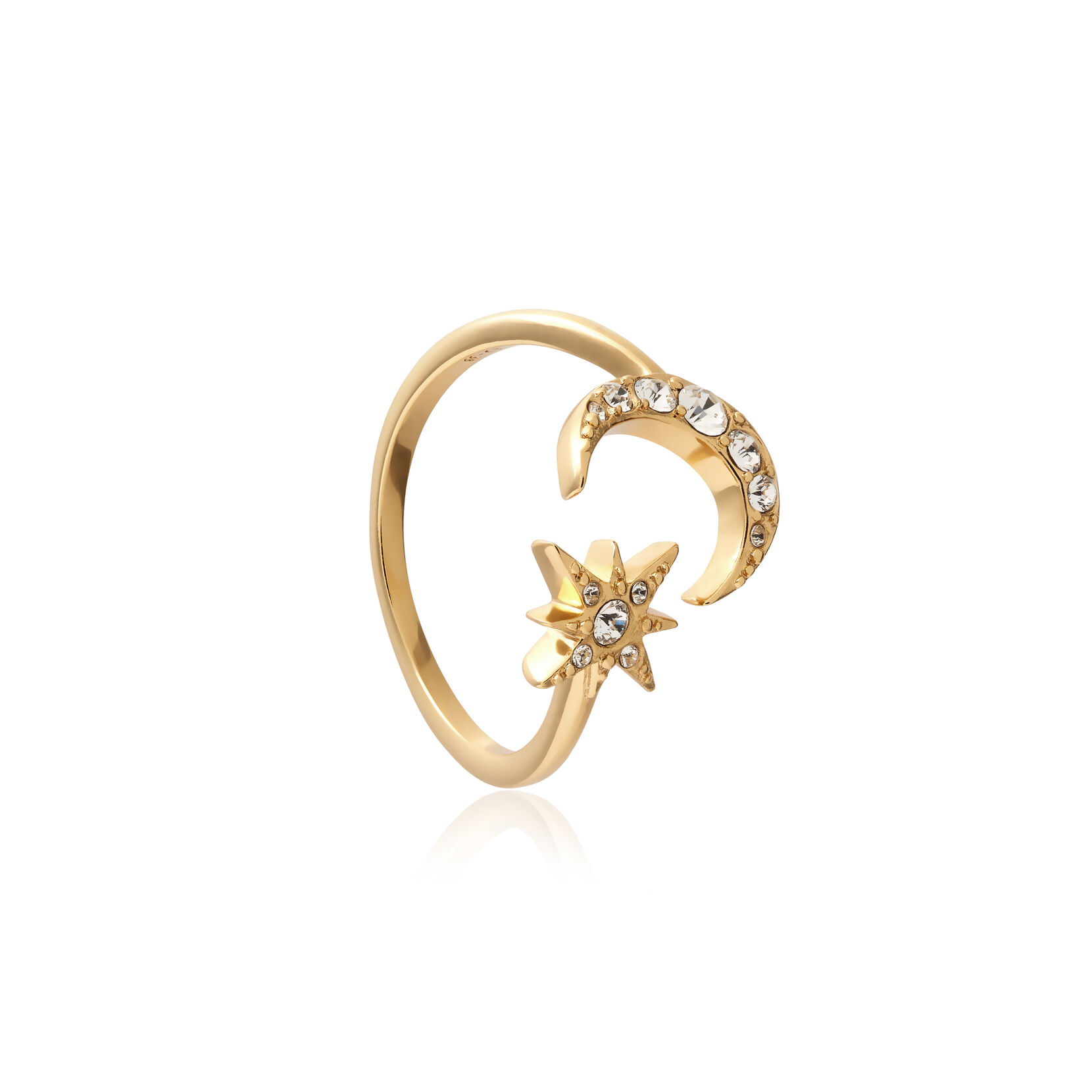 Bague Celestial ajustable North Star & Moon or