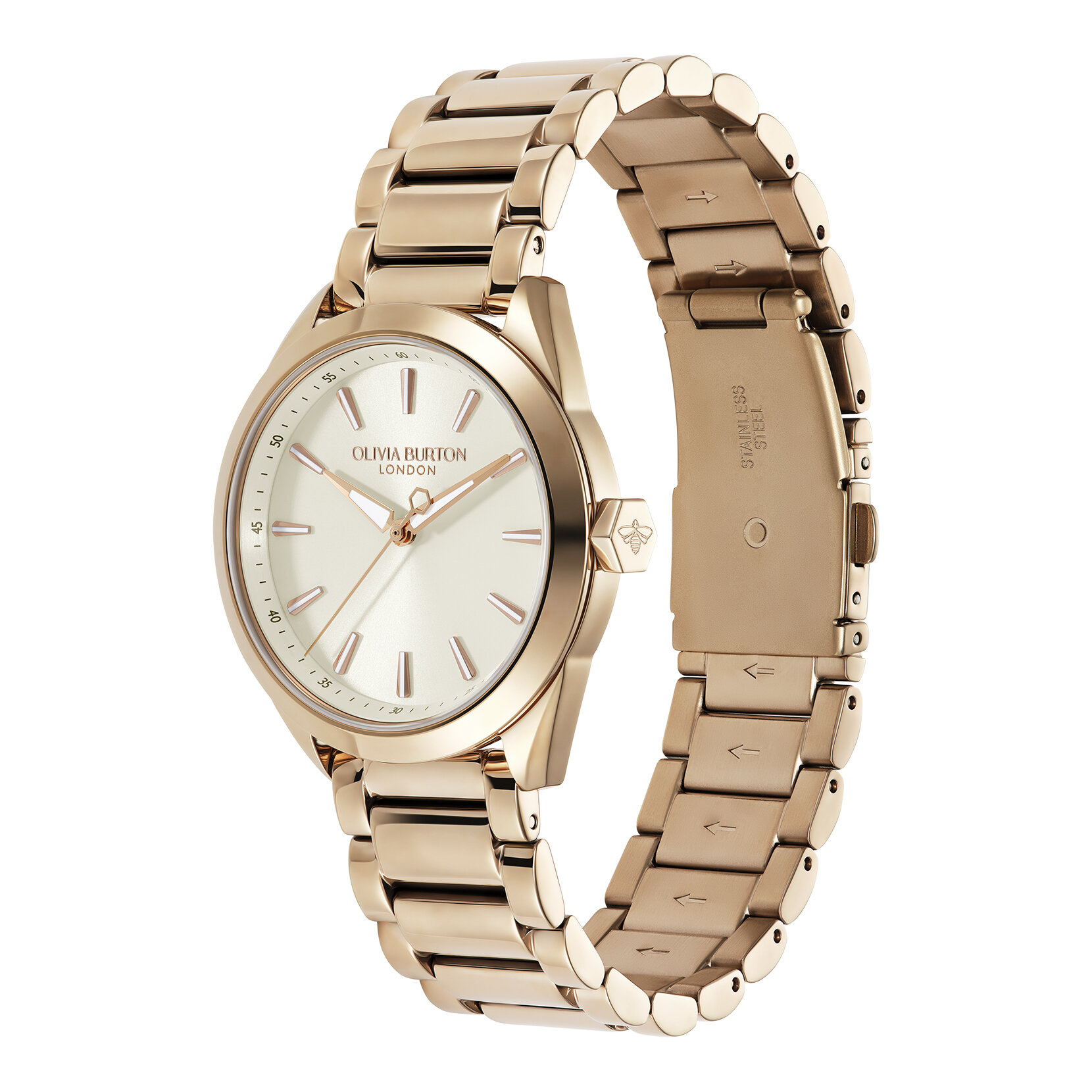 34mm Geo Ivory & Rose Gold Bracelet Watch