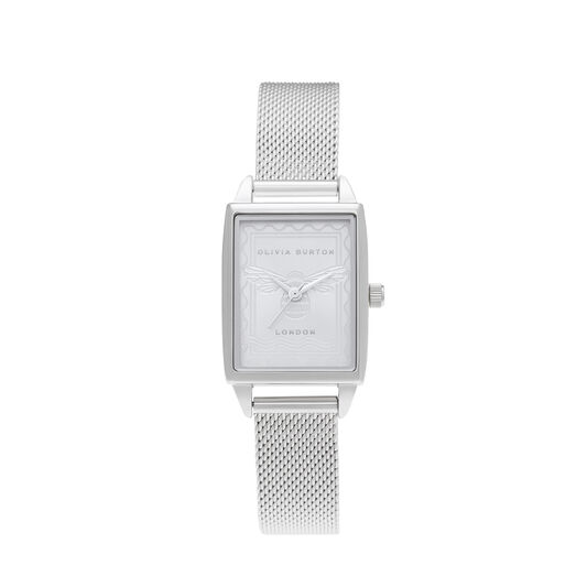 London Stamp Bee Silver Mesh Watch