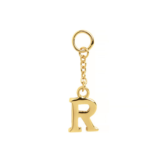 R Huggie Charm Gold