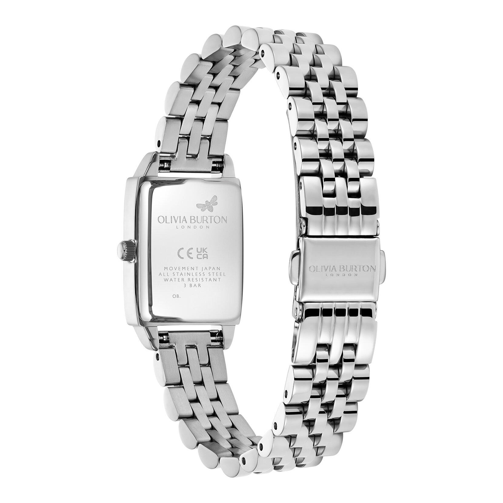 21mm Rectangle White & Silver Bracelet Watch