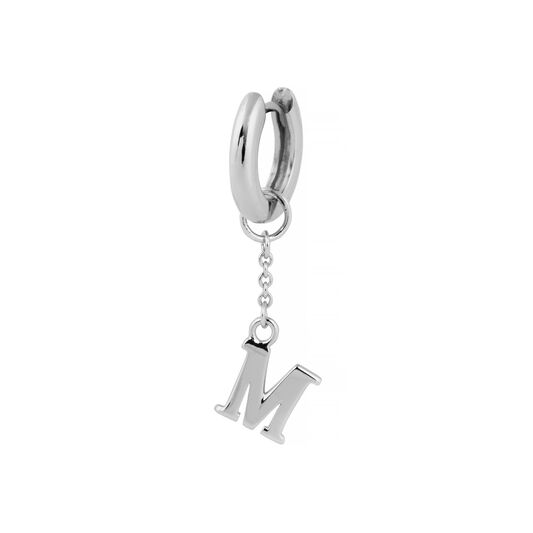 M Huggie Charm Silver