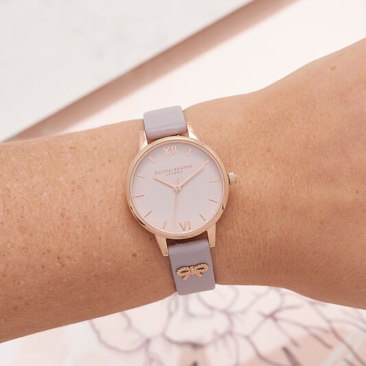 Vintage Bow Grey Lilac & Rose Gold Watch
