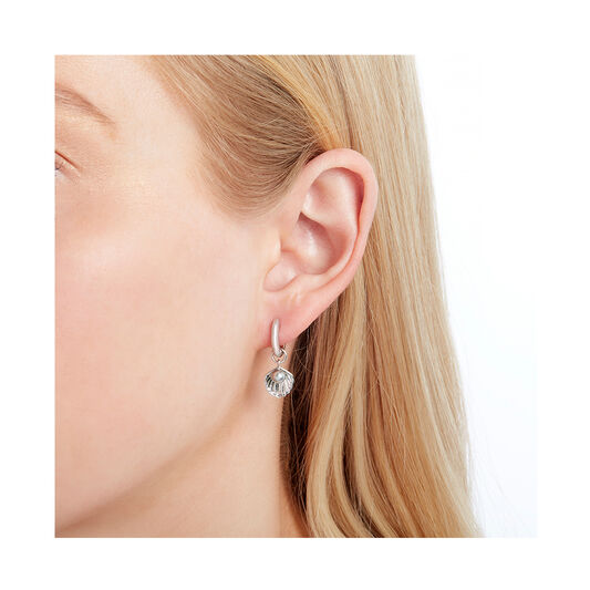 Under The Sea Huggie Hoops Pearl & Silver