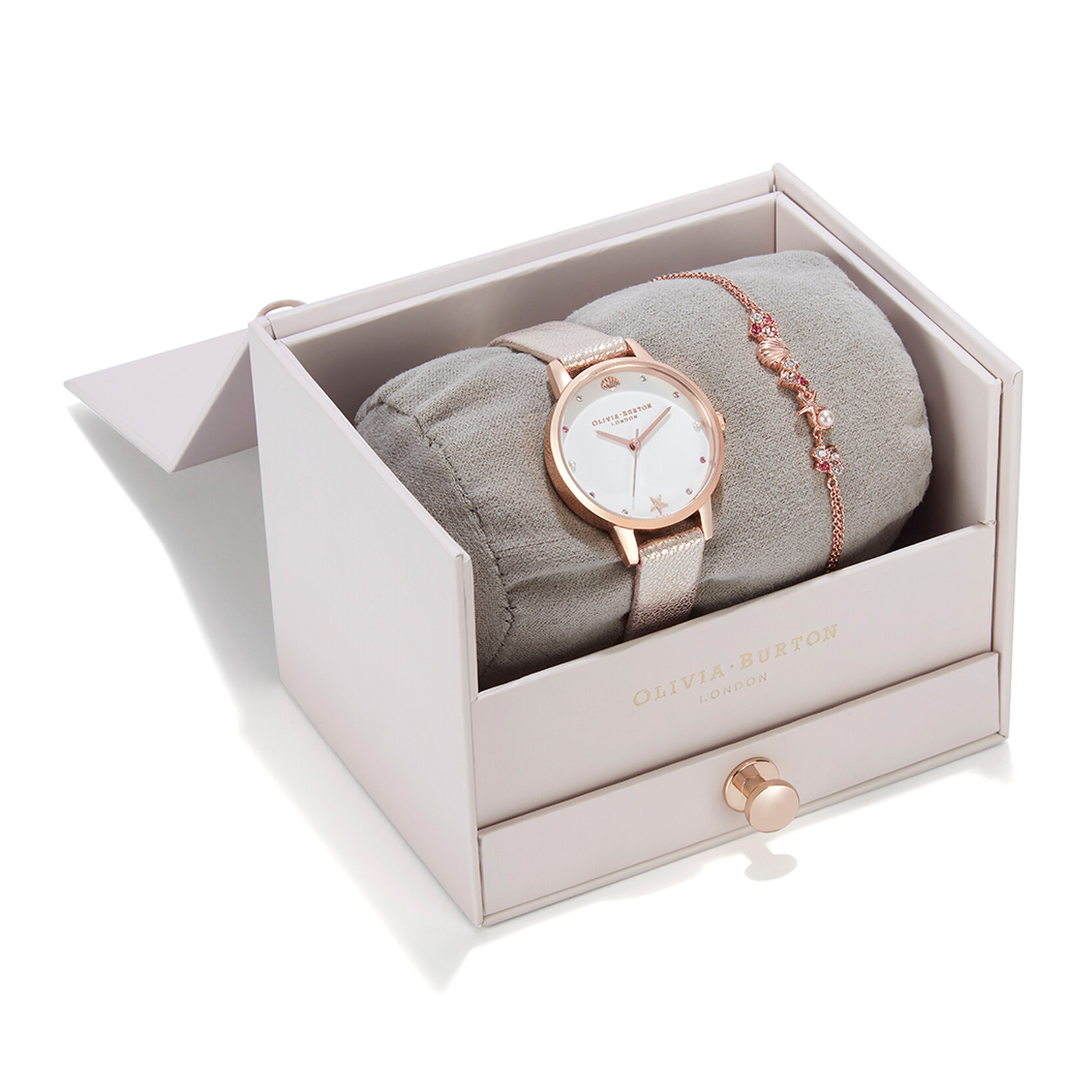 White Dial Sparkle Markers, Sparkle Pink & RG Watch with Pink & RG Bracelet