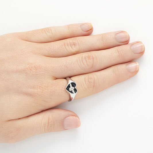 Love Bug Signet Ring Black & Silver L