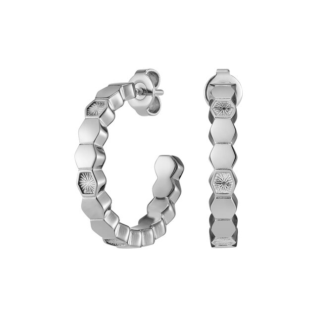 Boucles d'oreilles Créoles Petite Honeycomb Argent