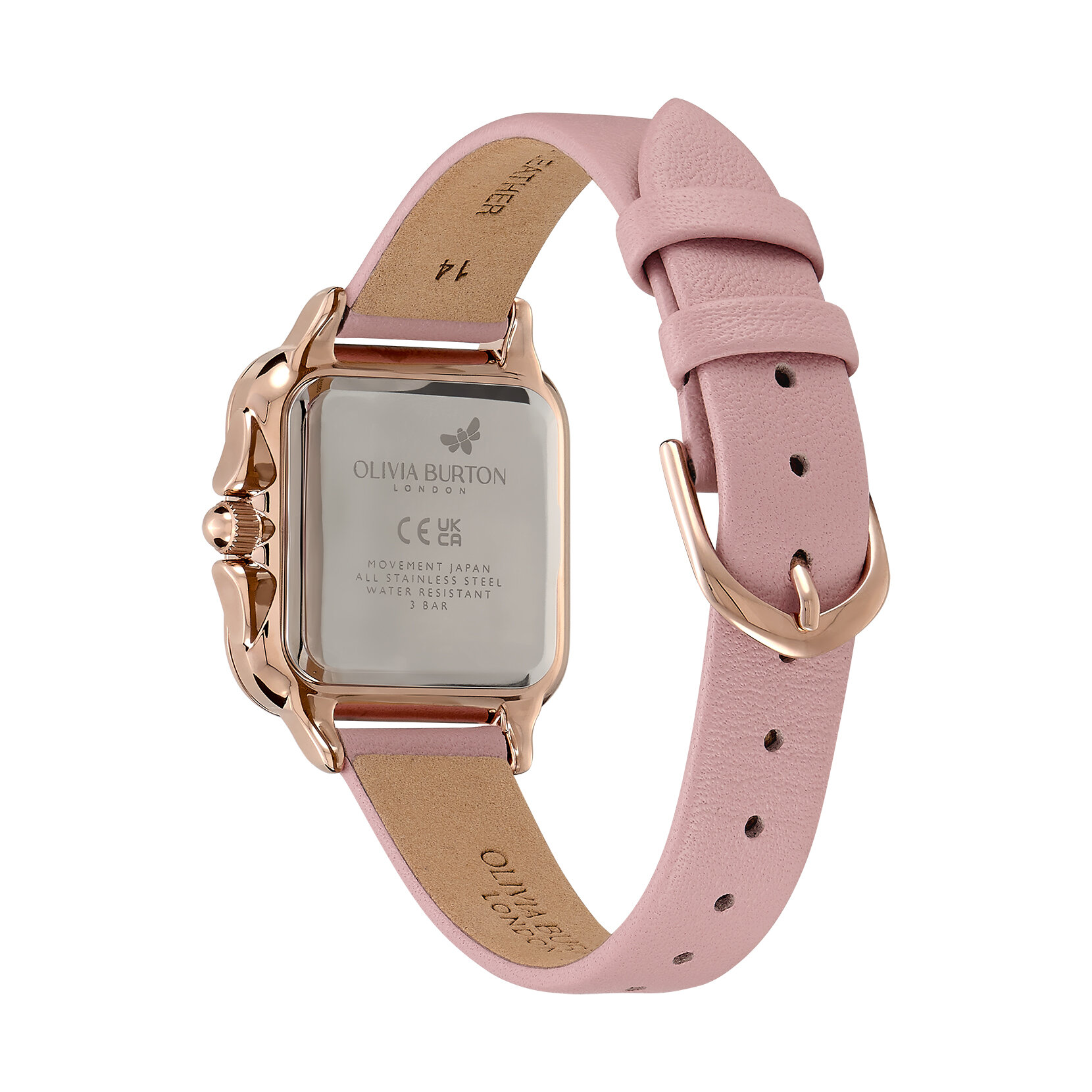 Montre Grosvenor Or Rose & Bracelet en Cuir Rose Pâle 28 mm