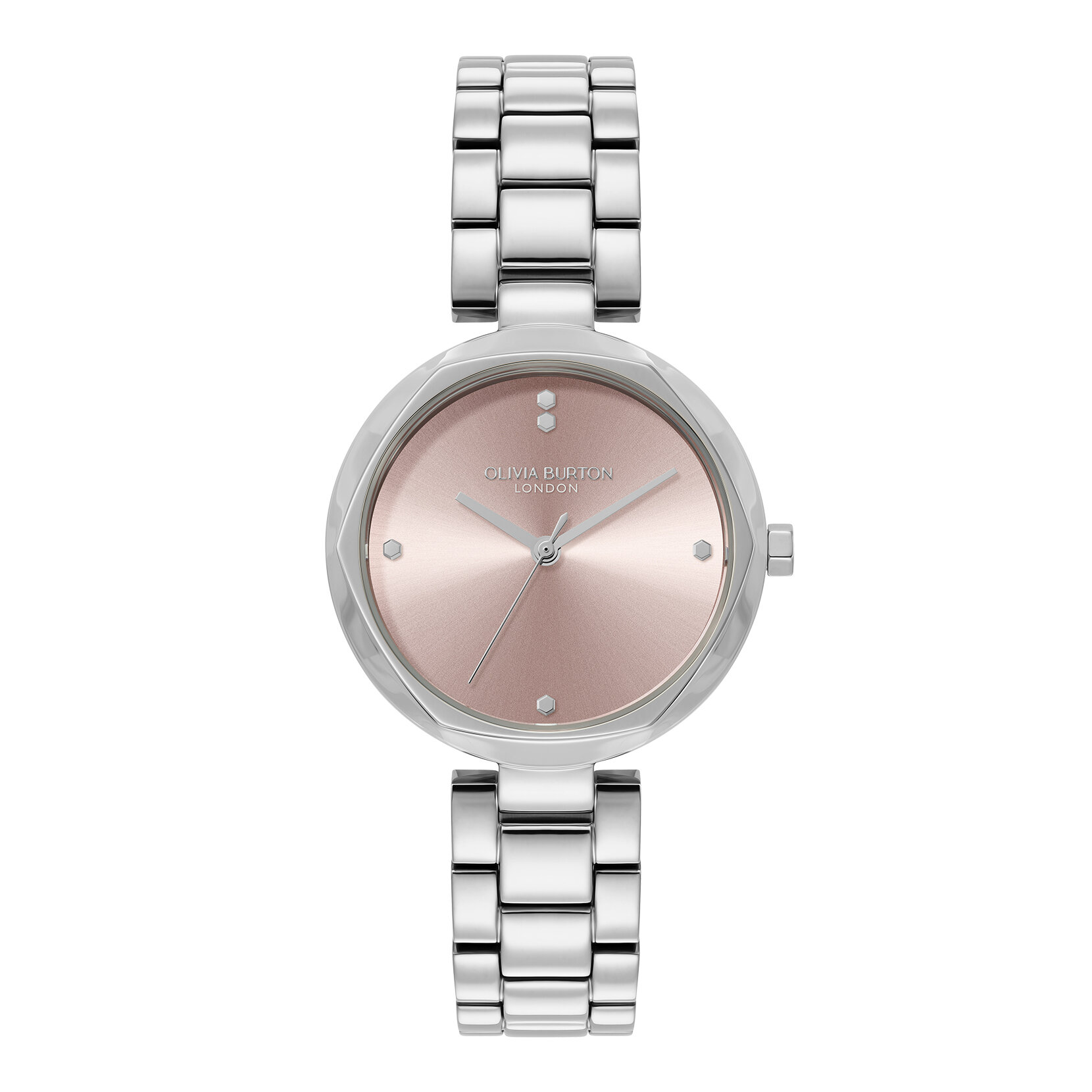 Montre Avec Fermoir en T Rose Poudrée & Argent 32mm