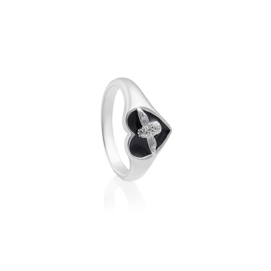 Love Bug Signet Ring Black & Silver L
