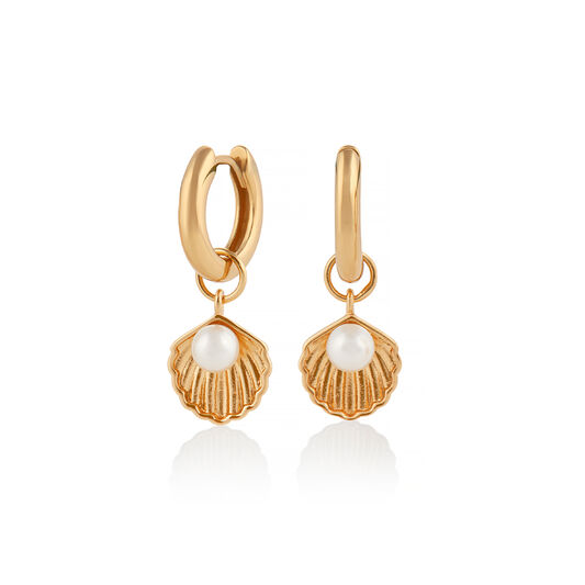 Under The Sea Huggie Hoops Pearl & Gold