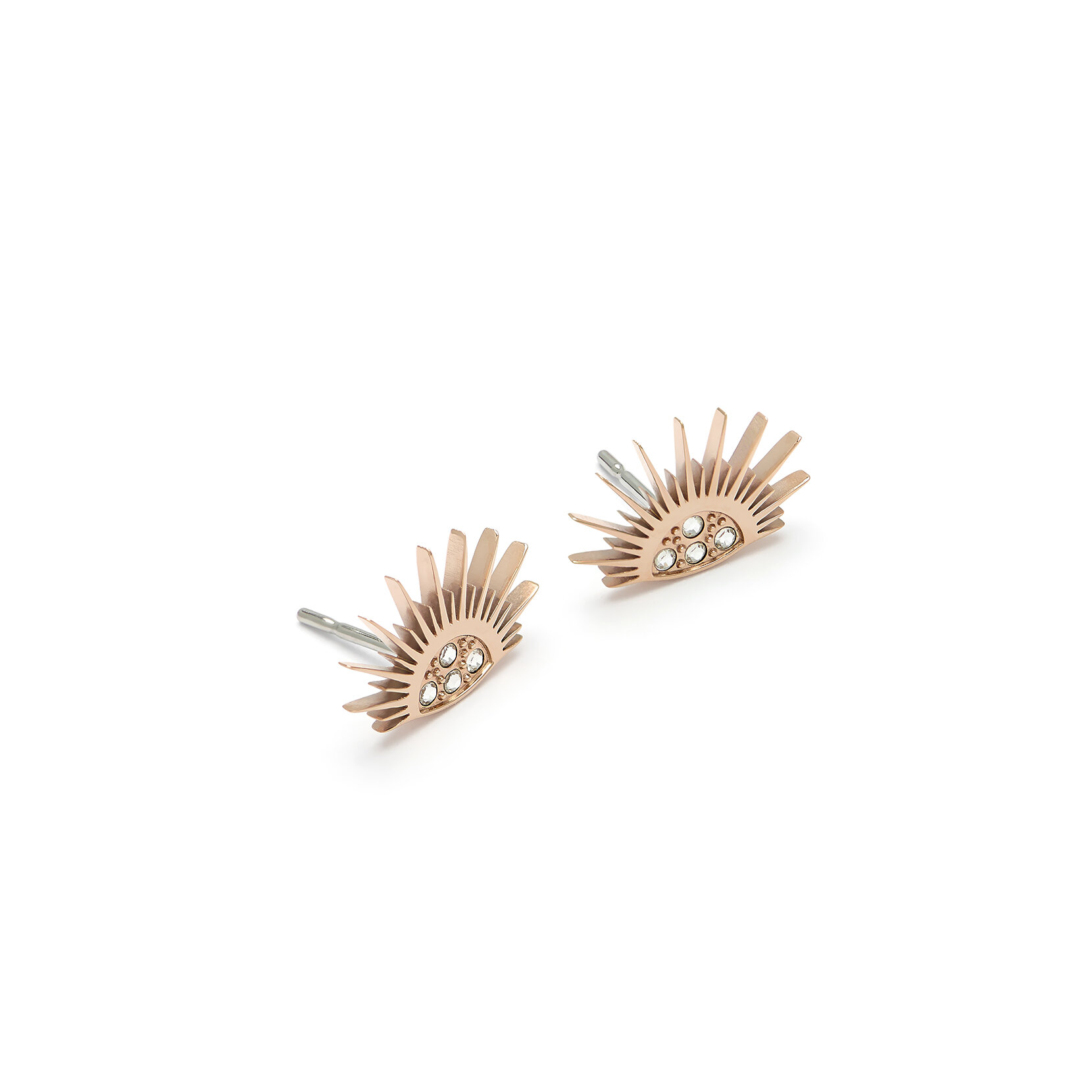 Celestial Sun Rose Gold Plated Stud Earrings