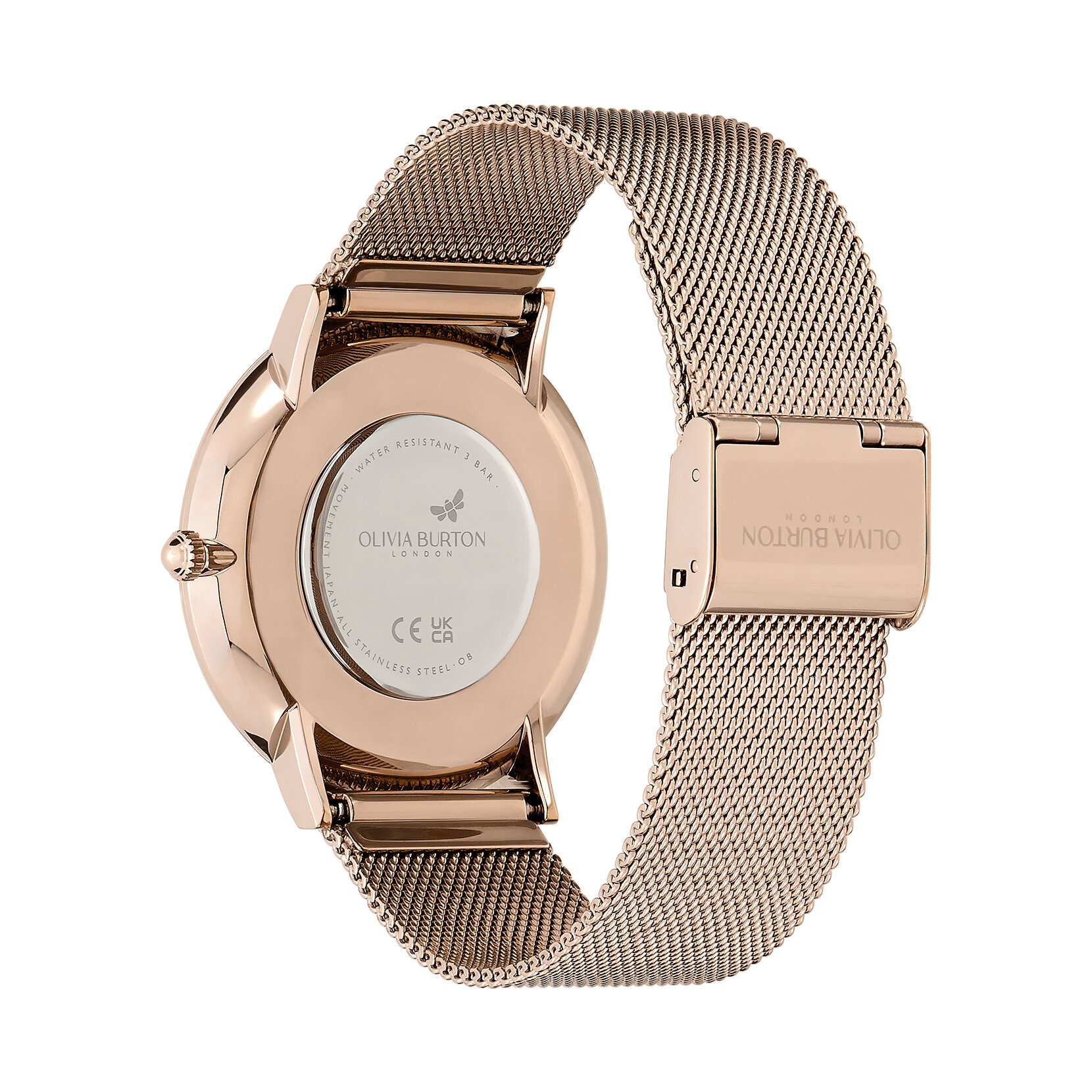 Montre ultra fine avec bracelet en maille milanaise Argent et Or rose 40 mm