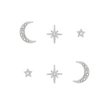 Parure de clous d’oreilles Étoile polaire et Lune Argent