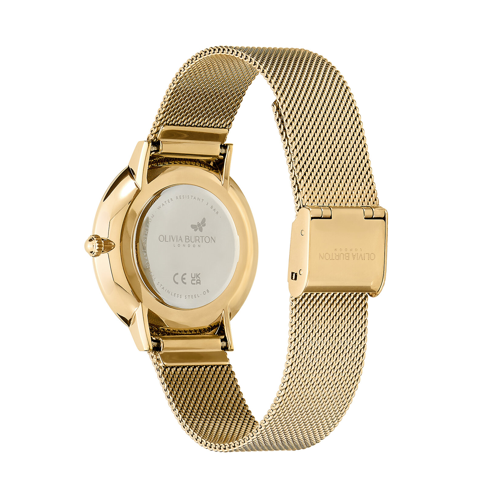 35mm Floral Blooms Ultra Slim Gold Mesh Watch