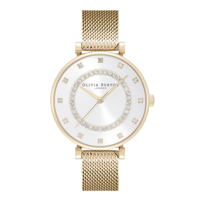 Montre Belgrave Tbar blanc à bracelet milanais or 32 mm
