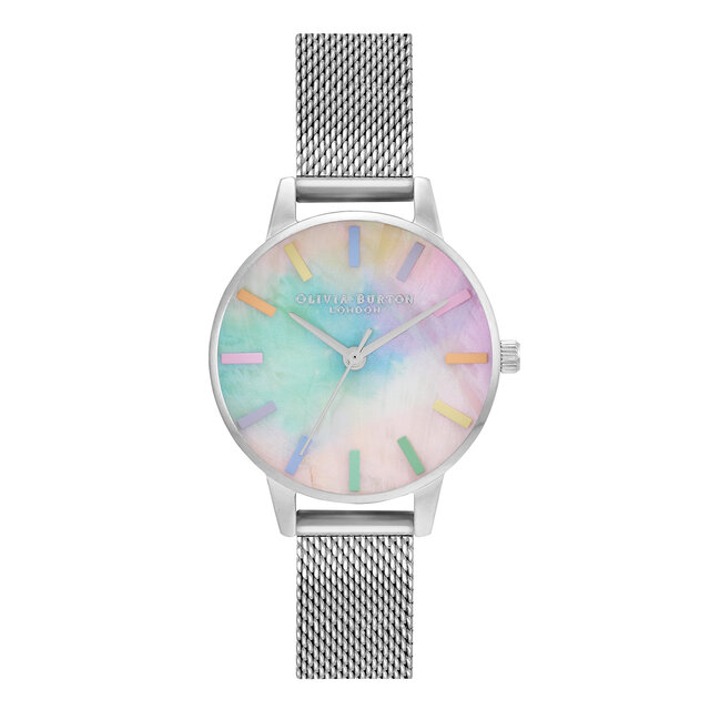 30mm Rainbow & Silver Mesh Watch
