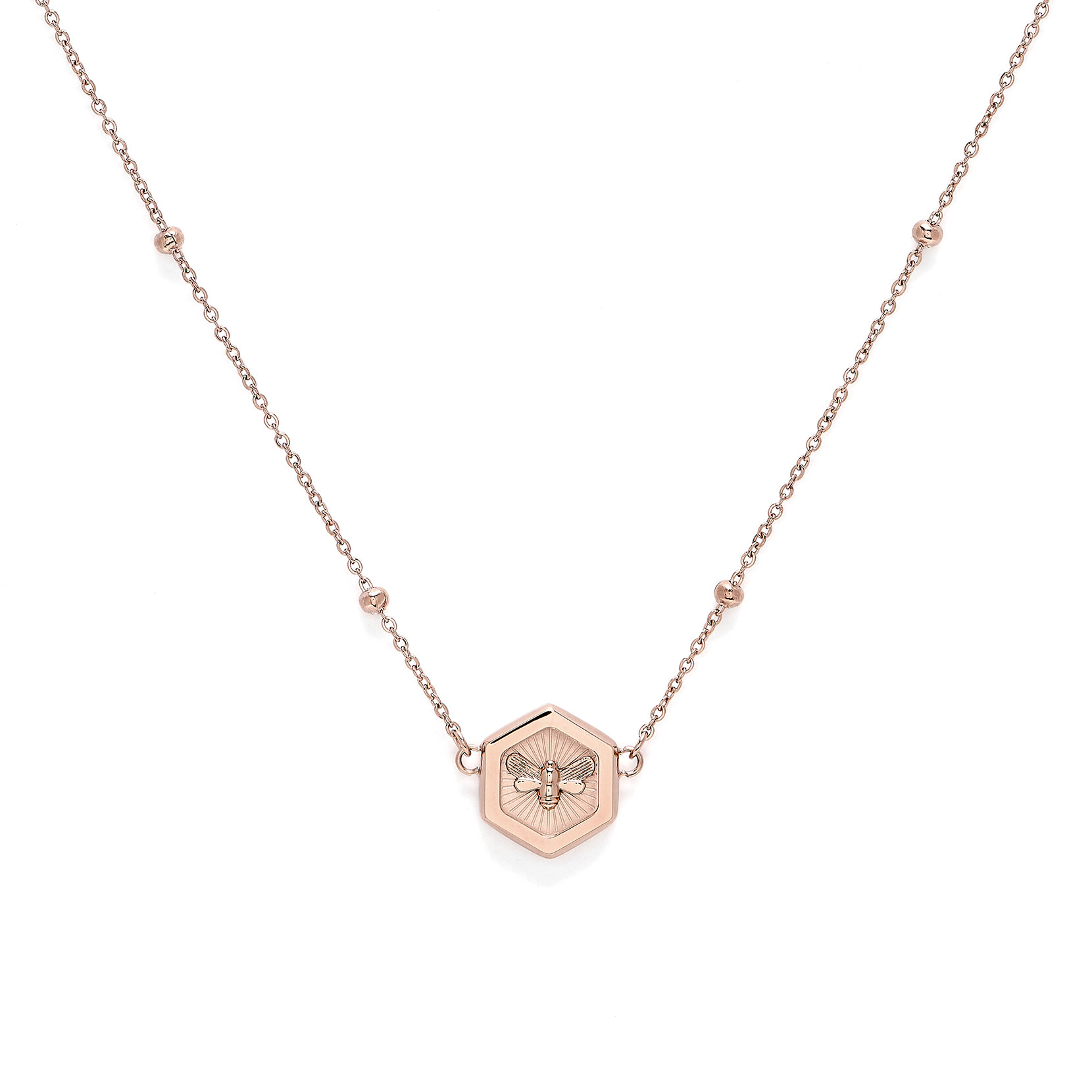 Minima Bee Carnation Gold Pendant Necklace