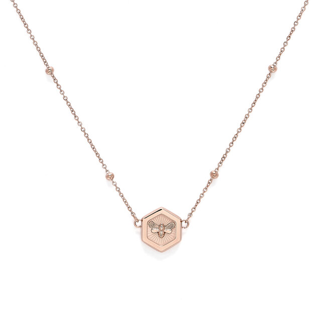 Minima Bee Carnation Gold Pendant Necklace