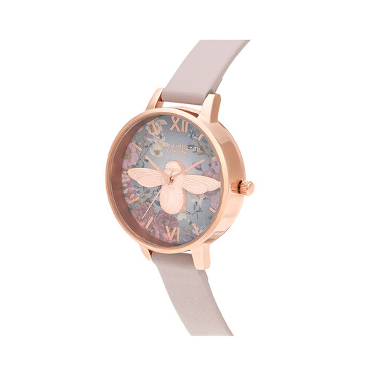 British Blooms 3D Bee, Vegan Rose & Rose Gold Watch