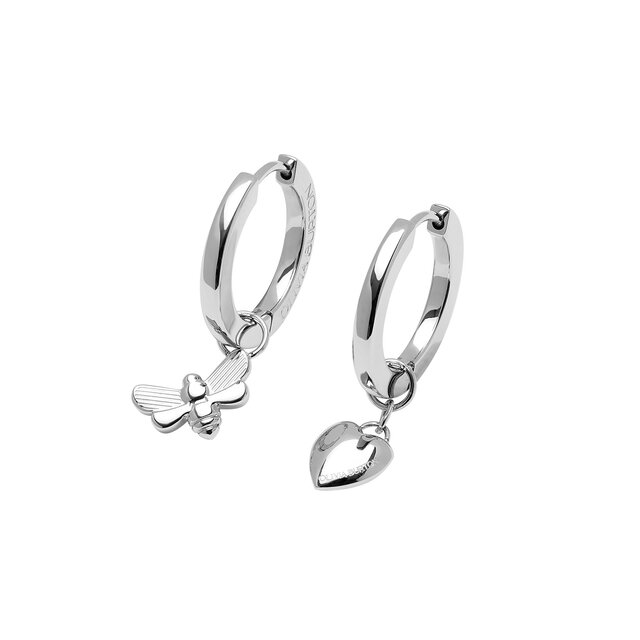 Silver Huggie & Charms Earrings Set 