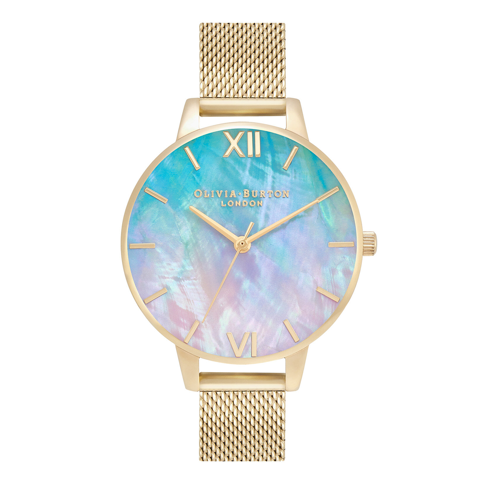 34mm Multicoloured & Gold Mesh Watch