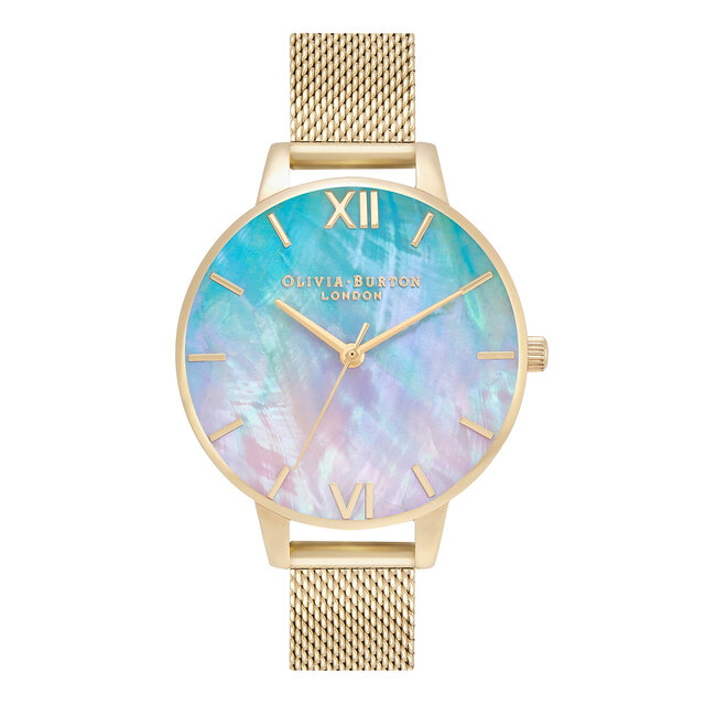 34mm Multicoloured & Gold Mesh Watch