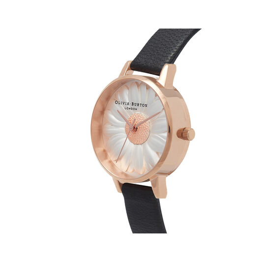 Ladies Flower Show 3d Daisy Black Rose Gold Watch Olivia Burton London