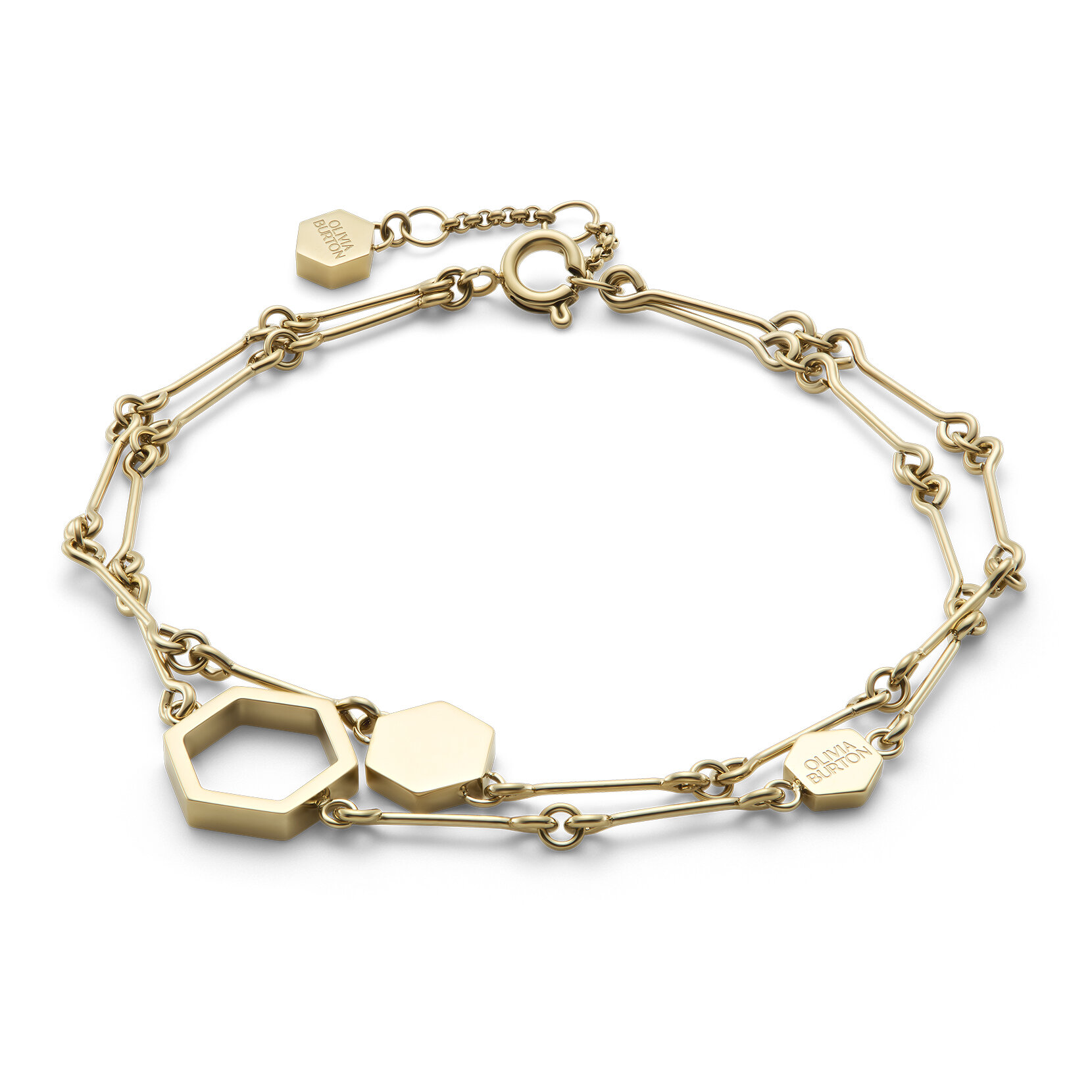 Bracelet Double Chaîne Honeycomb Plaqué Or