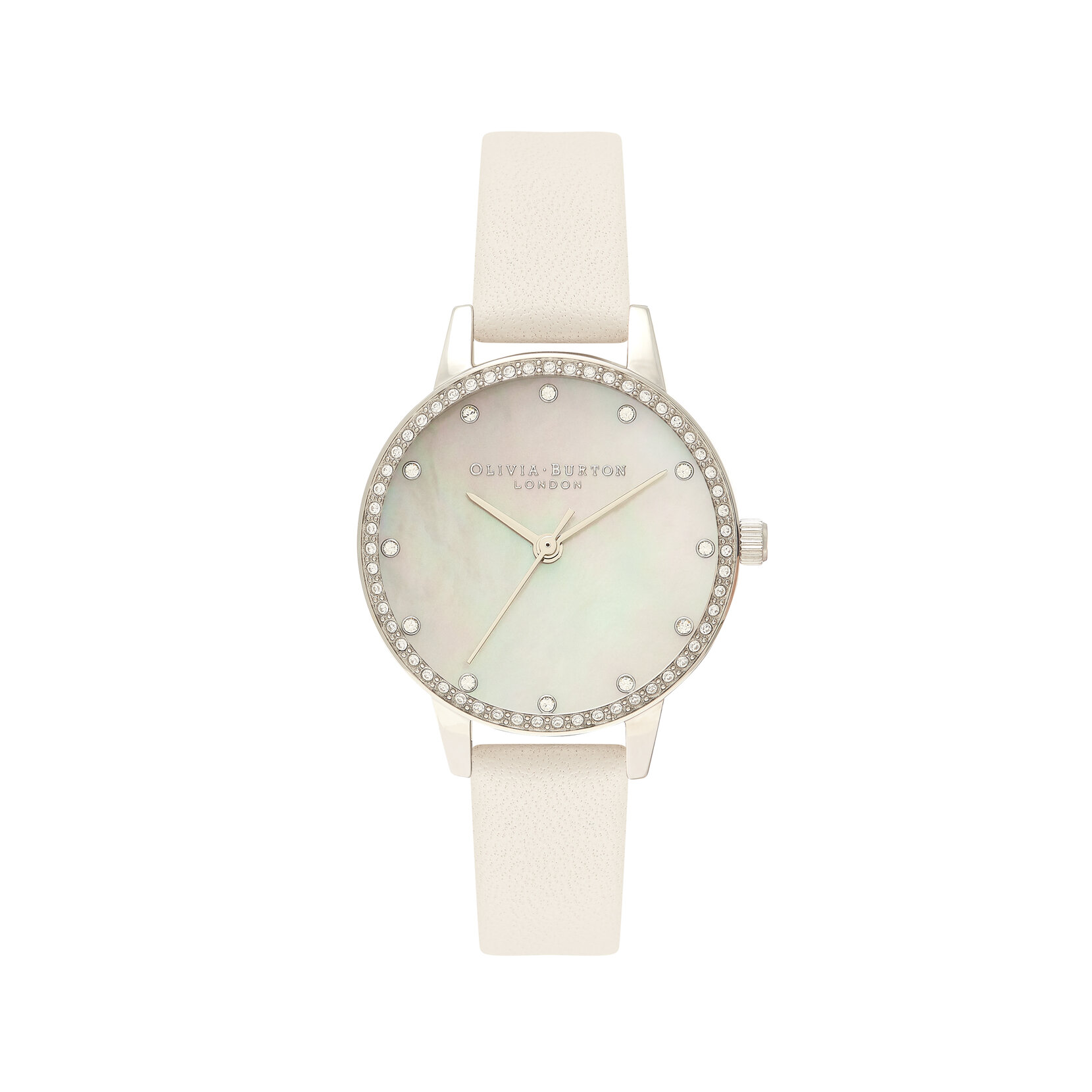 30mm Silver & Blush Leather Strap Watch